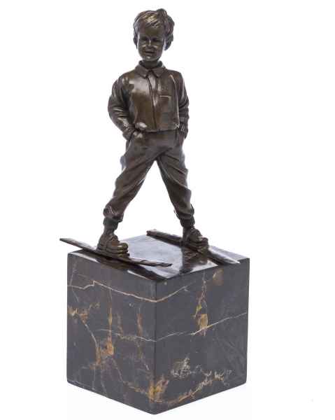 Bronze Skulptur nach Ferdinand Preiss Skiläufer Ski Skier Boy art deco style
