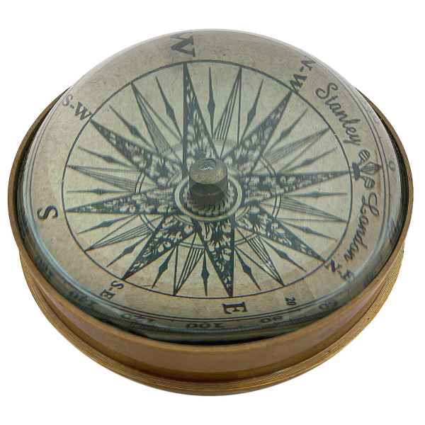 Kompass Maritim Navigation Schiff Paperweight Glas Messing 8cm Antik-Stil Replik