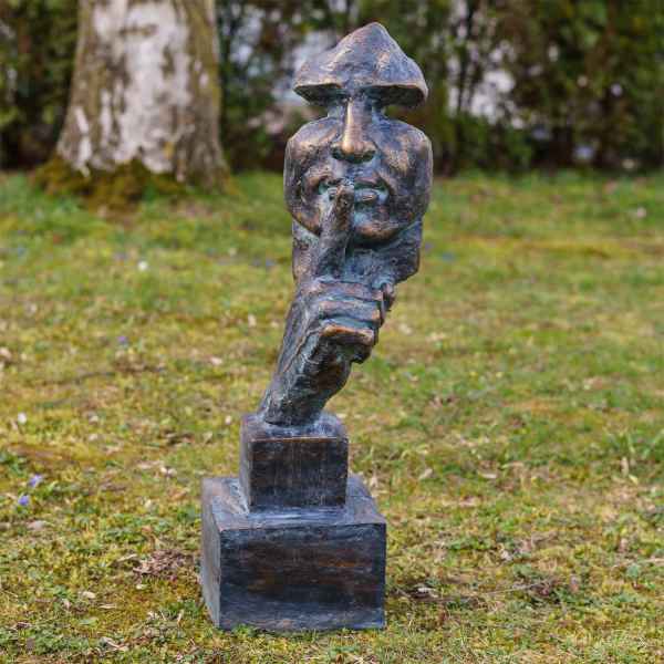 Skulptur "Der Flüsterer" Gesicht Hand Figur Dekoration Kunststein Antik-Stil
