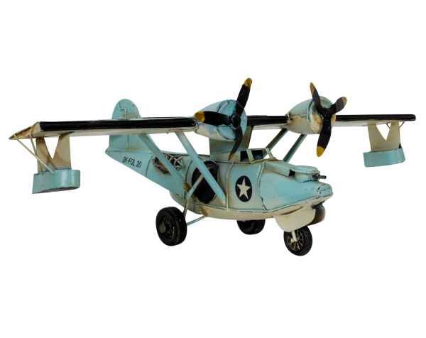 Modellflugzeug Wasserflugzeug Amphibisches Flugboot Flugzeug Antik-Stil - 42cm