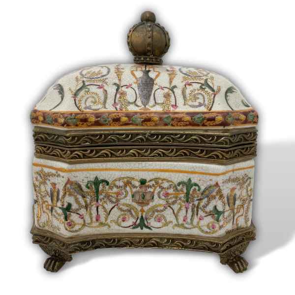 Dose Deckeldose Porzellan Schale mit Krone und Löwentatzen antik Stil