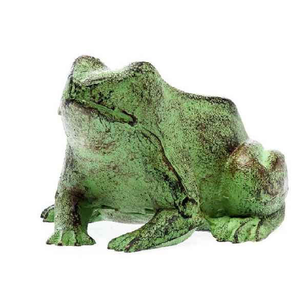 Figur Frosch 14cm Skulptur 1kg Gusseisen Gartenfigur antik Stil grün