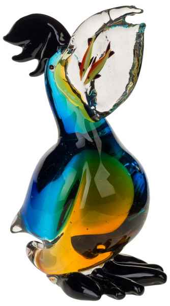 Glasfigur Figur Skulptur Pelikan Glas Glasskulptur Vogel Murano Antik-Stil 25cm