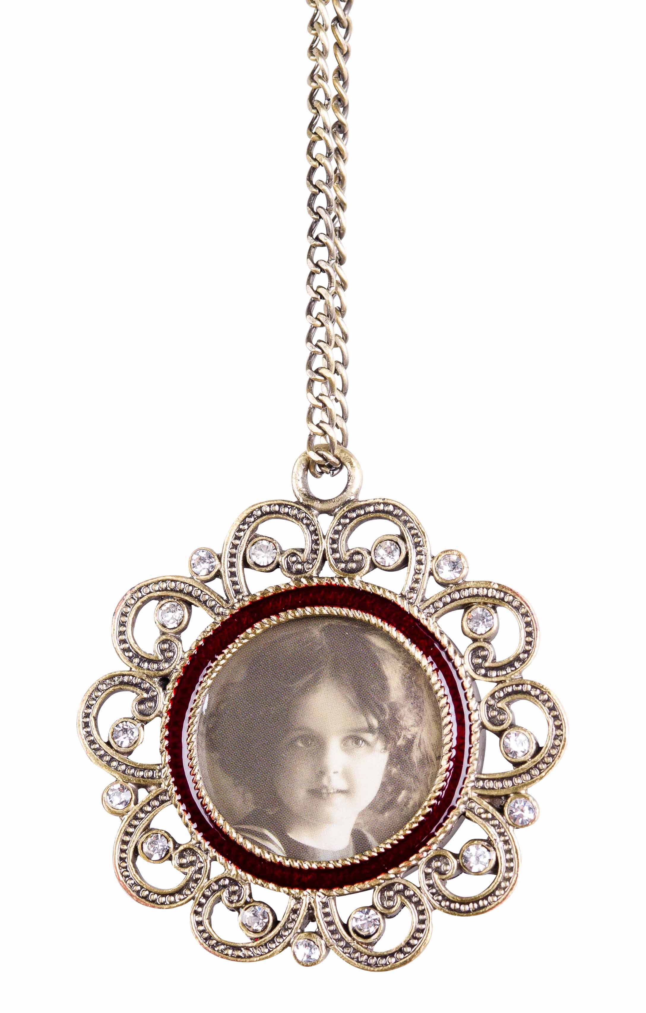 Amuleto colgante estilo antiguo marco de la joyería del esmalte de estaño foto 4x4cm Cadena de fotos | aubaho