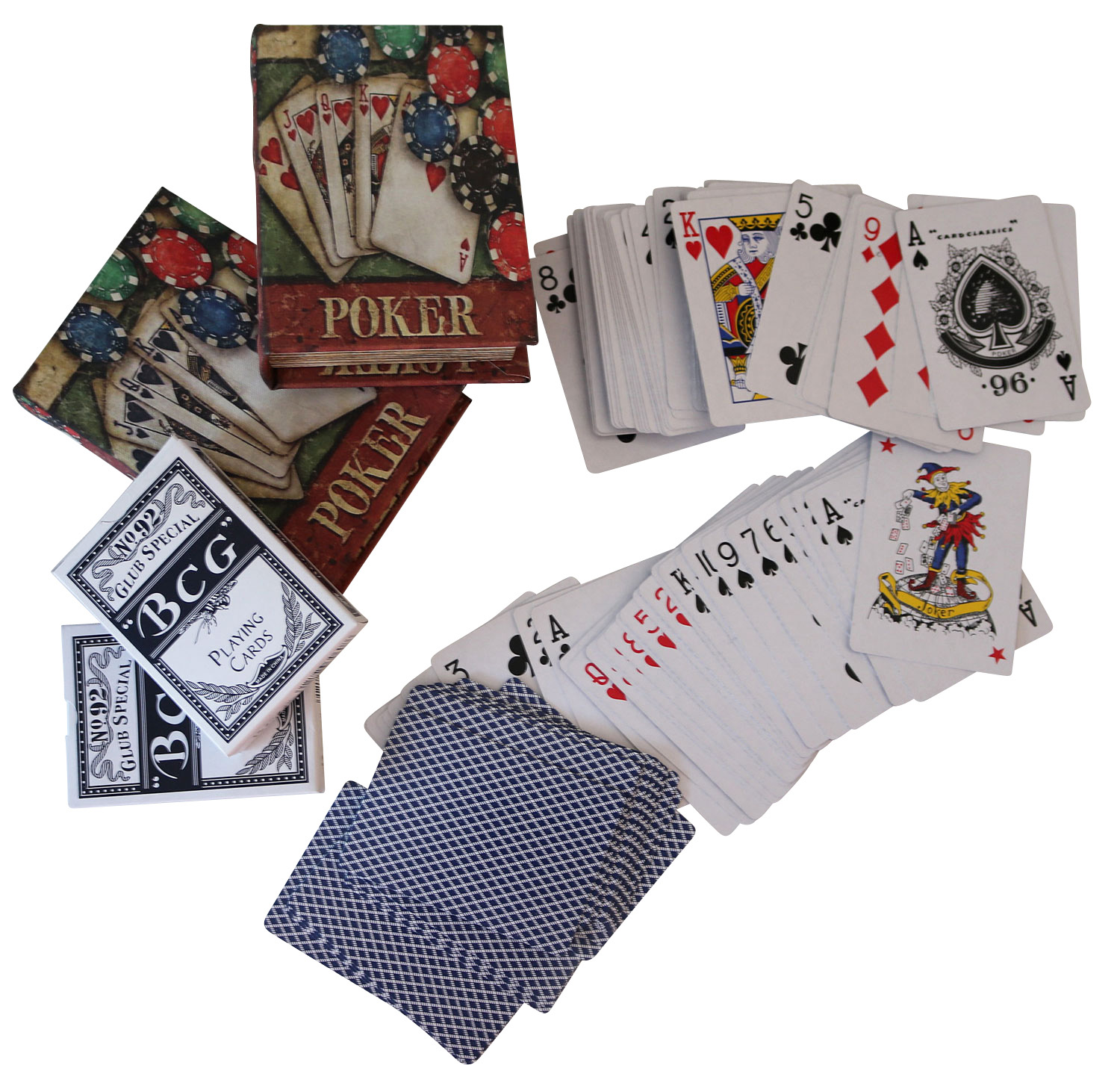 2X Cartas de póker de póquer Caja Juego Estilo Antiguo guasón Libro Falso baraja
