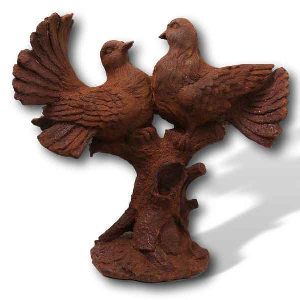 Skulptur Turteltauben Vogel Liebe Tauben Eisen Figur Statue Rost 30cm Antik-Stil