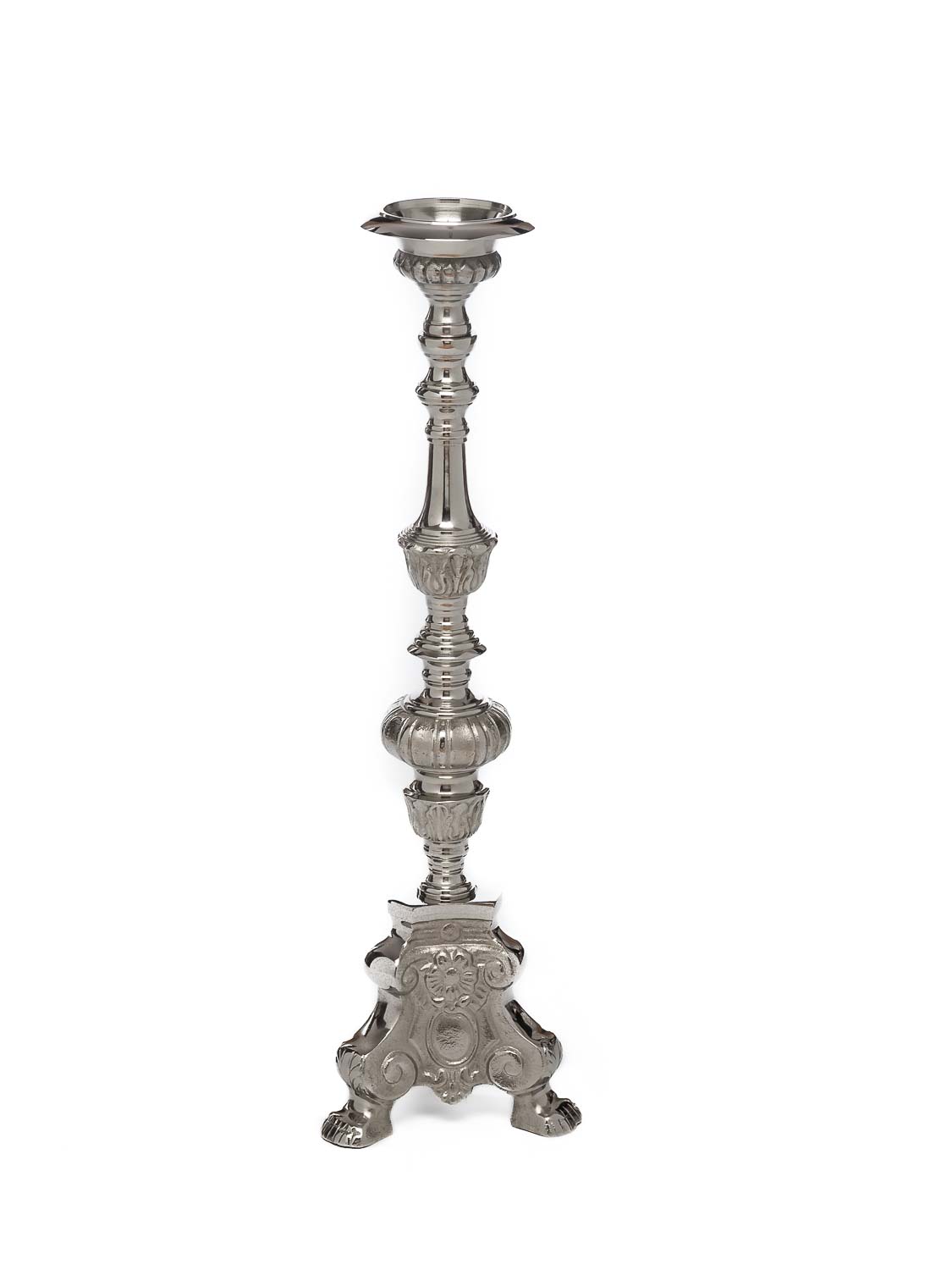 Candlestick holder church altar candle antique style silver large 65cm