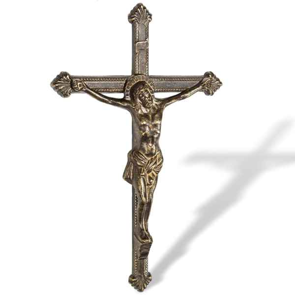 Kruzifix im Nostalgie Antik-Stil Kreuz Eisen 42,5cm Jesus Kirche