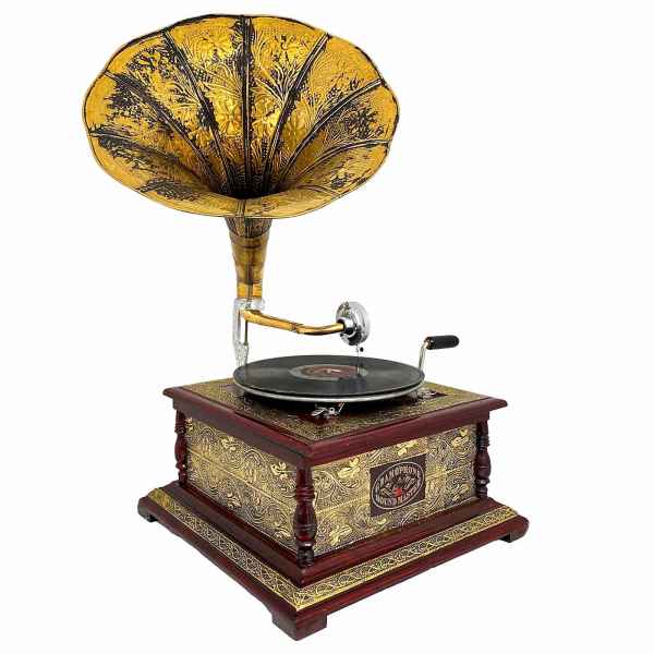 Grammophon Gramophone Dekoration Trichter Grammofon Messing Antik-Stil X04
