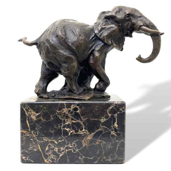 Bronzeskulptur Bronzefigur Elefant im Antik-Stil Bronze Figur 21cm