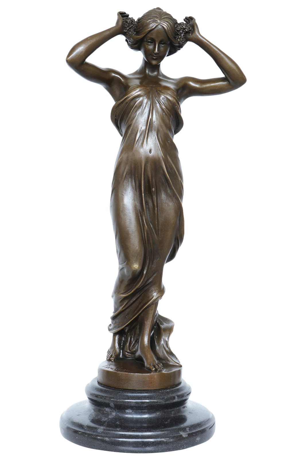 aubaho Statue Femme Eau puits de Bronze Sculpture Figurine 34cm