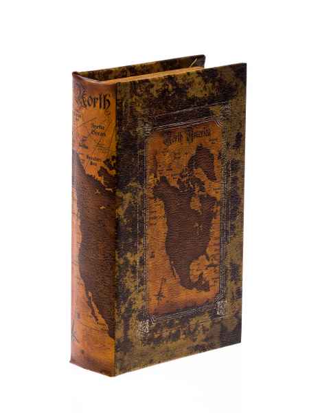 Schatulle Box in Buchform Geschenk Schmuck Buch Landkarte Nord Amerika book L