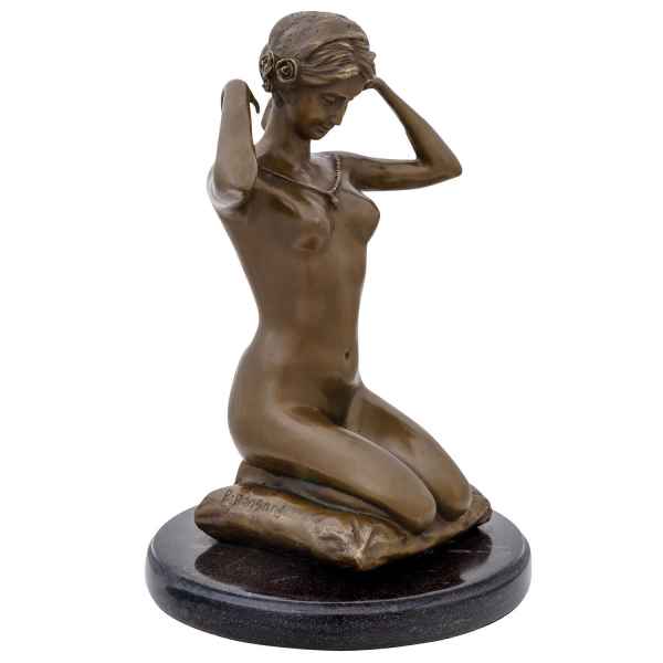 Bronzefigur kniende Frau nach Paul Ponsard Bronze Skulptur 28cm Replik Kopie