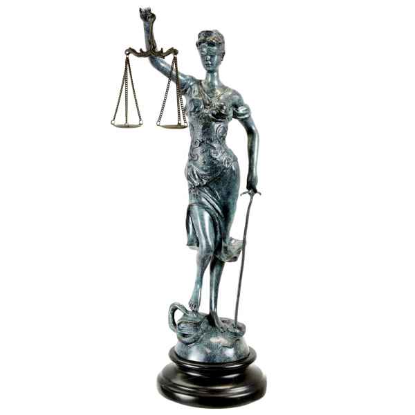 Bronzeskulptur Justitia Justizia mit Waage Bronze Figur Statue Antik-Stil 40cm Bronzefigur