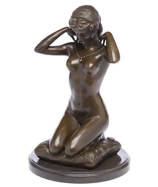 Bronzefigur kniende Frau Erotik Bronze Bronzeskulptur antik Stil sculpture nude