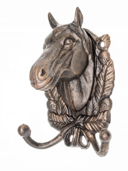 Wandgarderobe Pferd Garderobe Handtuchhalter Eisen antik Stil Braun iron horse