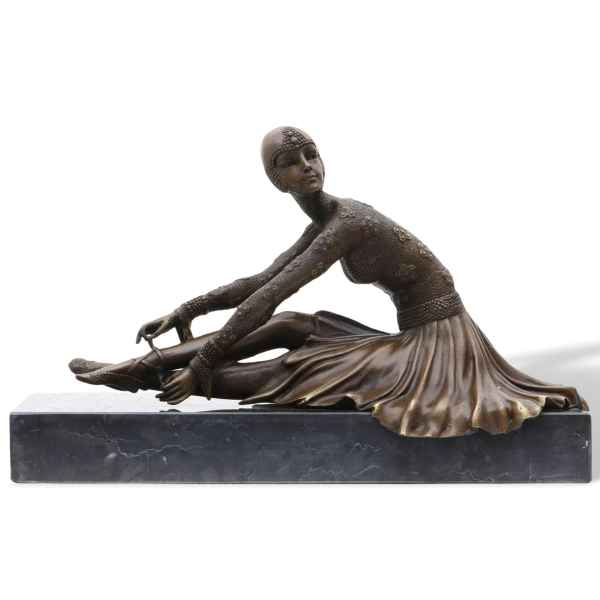 Bronzeskulptur Bronze Figur Tänzerin nach Chiparus Skulptur Antik-Stil Replik
