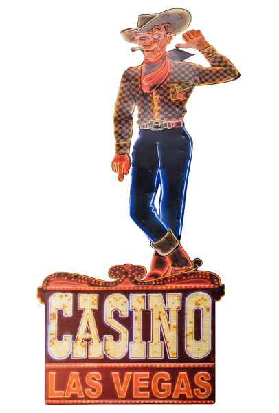 Blechschild Casino Las Vegas Cowboy Schild Wandschild Antik-Stil - 80cm