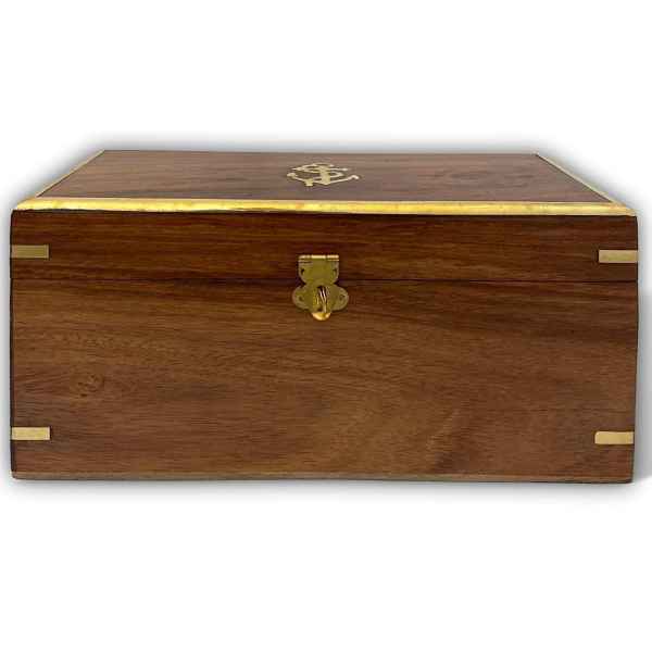 Box Schmuckschatulle Anker Maritim Kiste Nautik Schiff Holz Antik-Stil Holzbox
