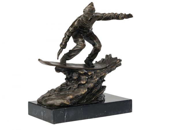 Bronzeskulptur Bronze Skulptur Bronzefigur Figur Snowboarder Snowboard 