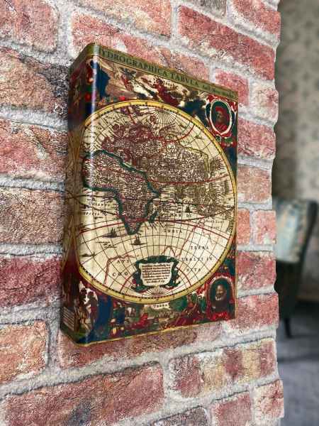 Schlüsselkasten Schlüsselschrank im Antik-Stil Holz Weltkarte Landkarte Nautik