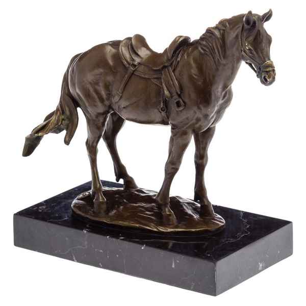 Bronzeskulptur Pferd auf Steinplinthe im Antik-Stil Bronze Figur Statue