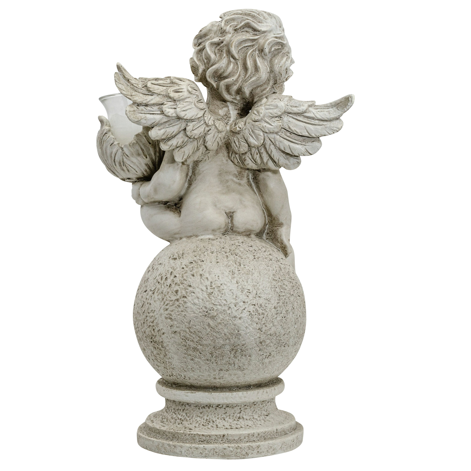 Sitzender Engel Putte Engelsfigur Kerzenhalter Kerze Kugel Antik-Stil 30cm a 