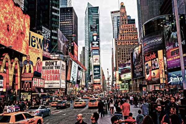 Glasbild Wandbild Bild Fotokunst Foto 120cm Amerika USA New York Times Square