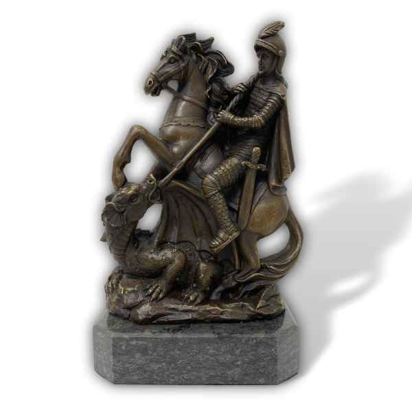 Skulptur Bronze Figur St.Georg der Drachentöter Mythologie Antik-Stil