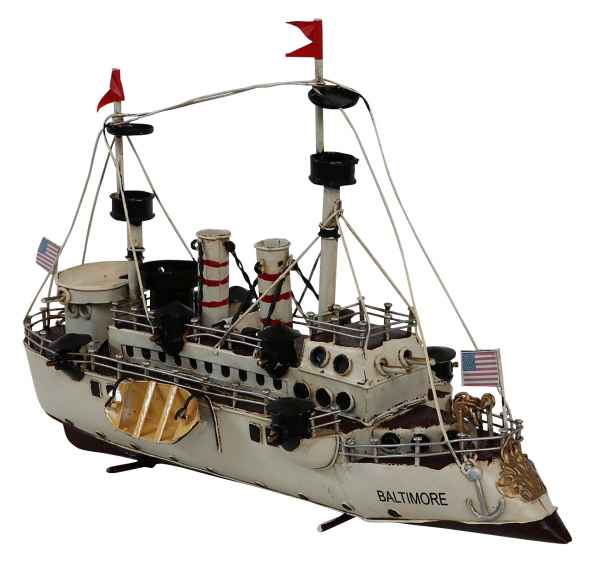 Modellschiff Schiffsmodel Schiff Maritim Dekoration Metall Blech Antik-Stil 38cm