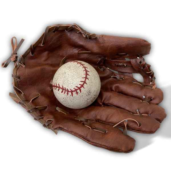 Baseball Handschuh mit Ball Dekoration Wanddeko USA Kunstleder Antik-Stil