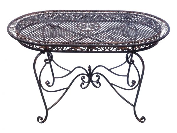 Gartentisch 135cm Eisen Tisch Schmiedeeisen Gartenmöbel braun antik Stil