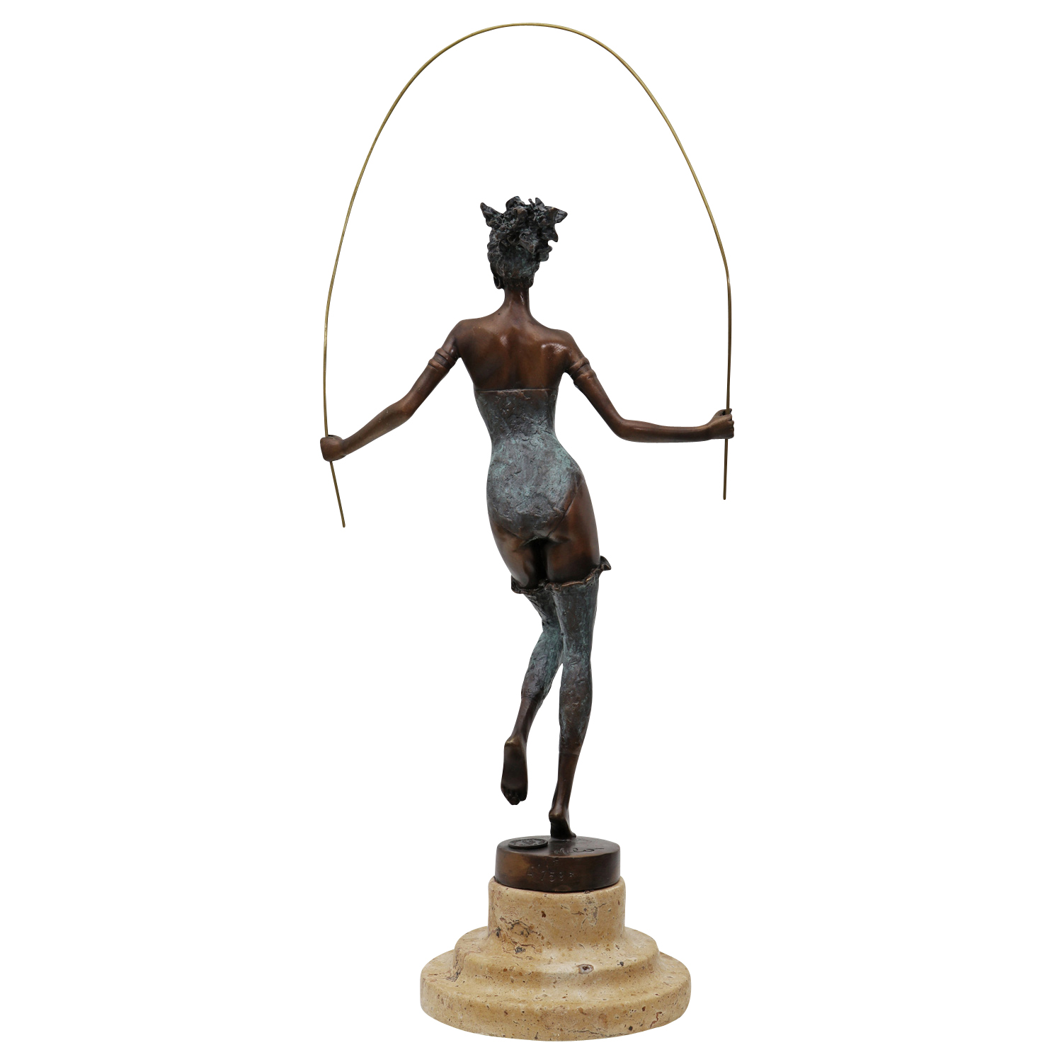 Bronzeskulptur Frau Springseil im Antik-Stil Bronze Figur Statue 35cm 