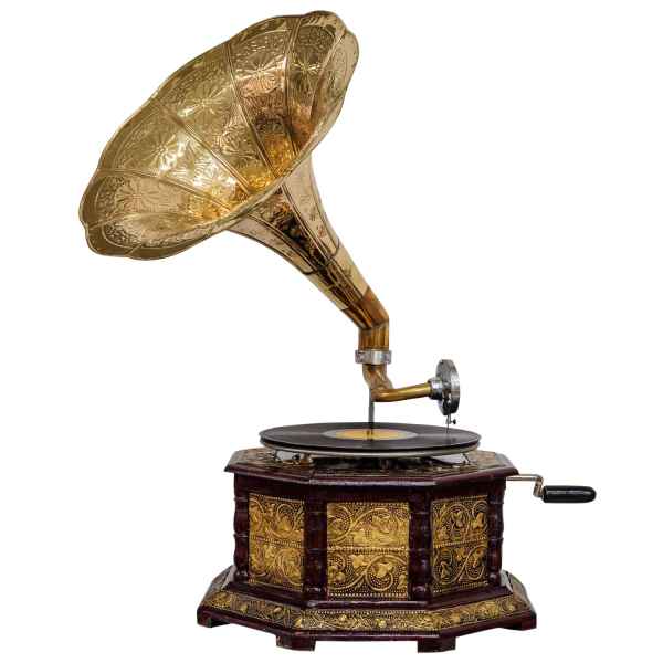 Nostalgie Grammophon Dekoration mit Trichter Grammofon Antik-Stil (i2)