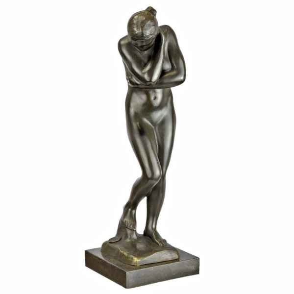 Bronzefigur nach Rodin Eva Figur Garten Eden Bronze Skulptur Antik-Stil 30cm
