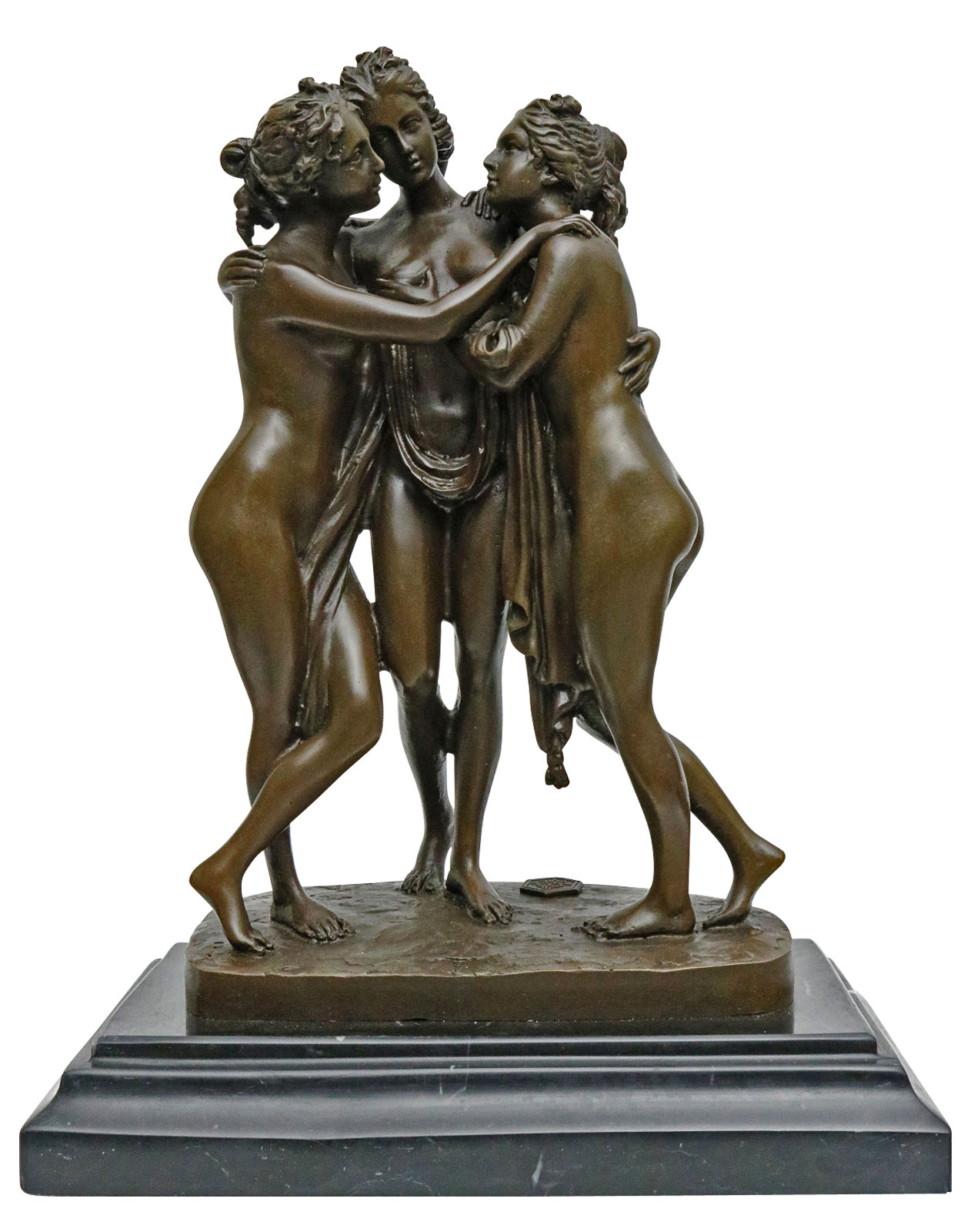 Skulptur erotische Kunst nach Canova Grazien Porzellan Figur 52cm porcelain 