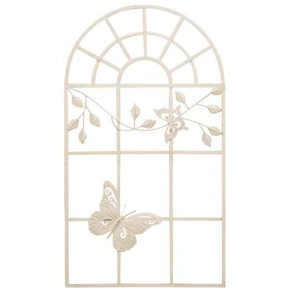 Nostalgie Stallfenster Fenster Metall Rahmen Schmetterling Antik-Stil creme 97cm