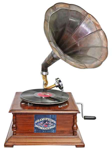 Grammophon Gramophone Dekoration Trichter Grammofon Messing Antik-Stil X03
