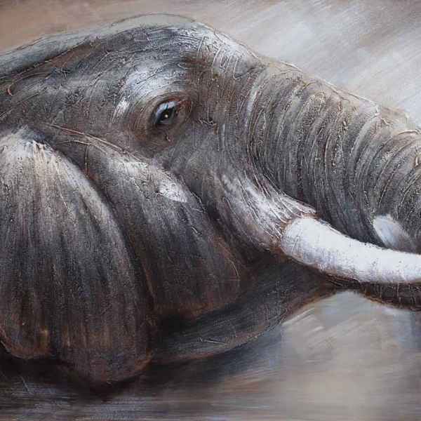 Original riesiges Gemälde Ölgemälde Elefant Afrika Bild mit Rahmen 124x84cm