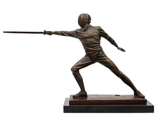 Bronzeskulptur Fechter Sport im Antik-Stil Bronze Figur Statue 44cm