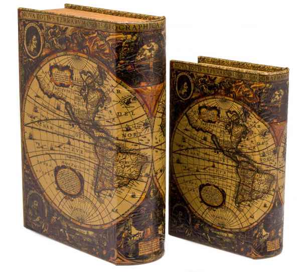 Zwei mal Buchtresor Buchsafe Buchattrappe Geheimversteck Geheimsafe Weltkarte