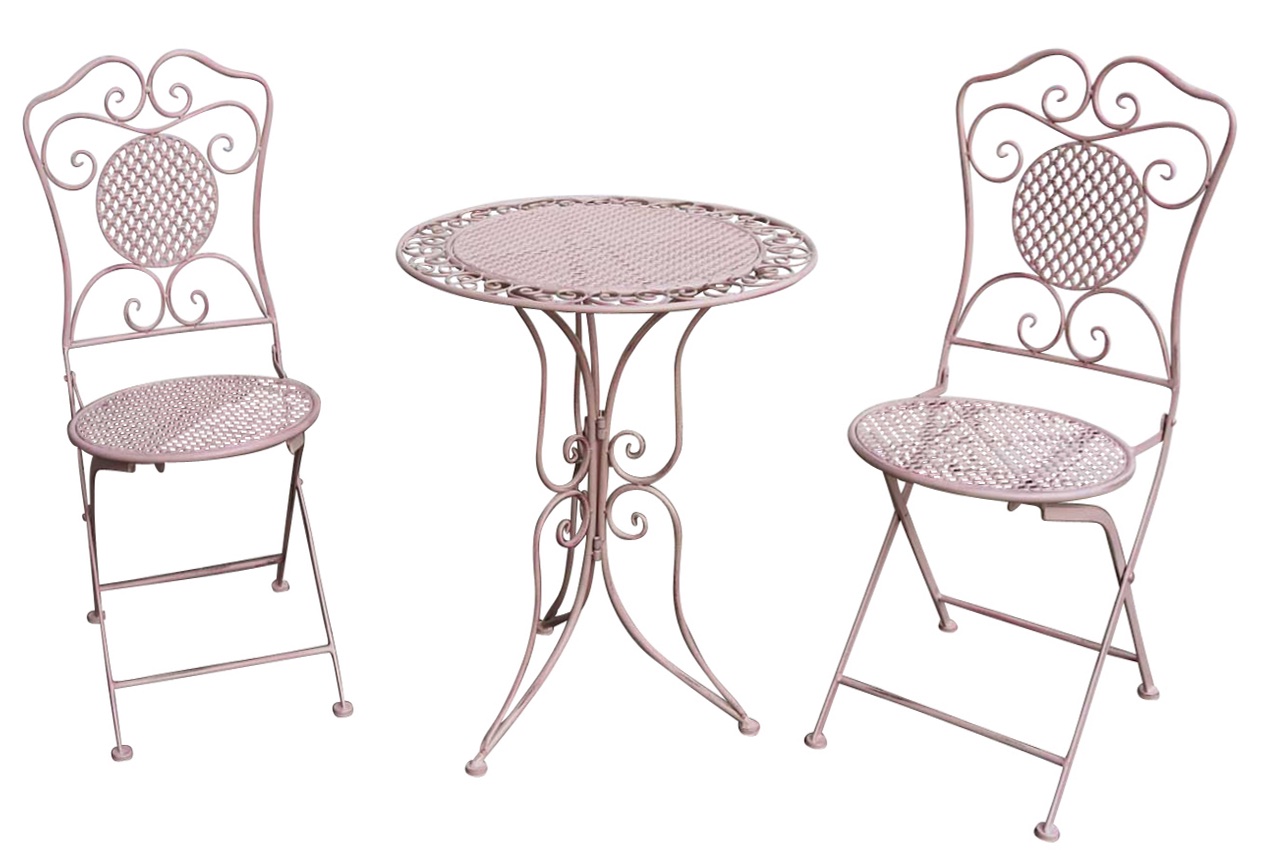 Gartenmöbel Bistro Set Tisch und 2 Stühle Metall Puppenhausmöbel Miniaturen 1:12 