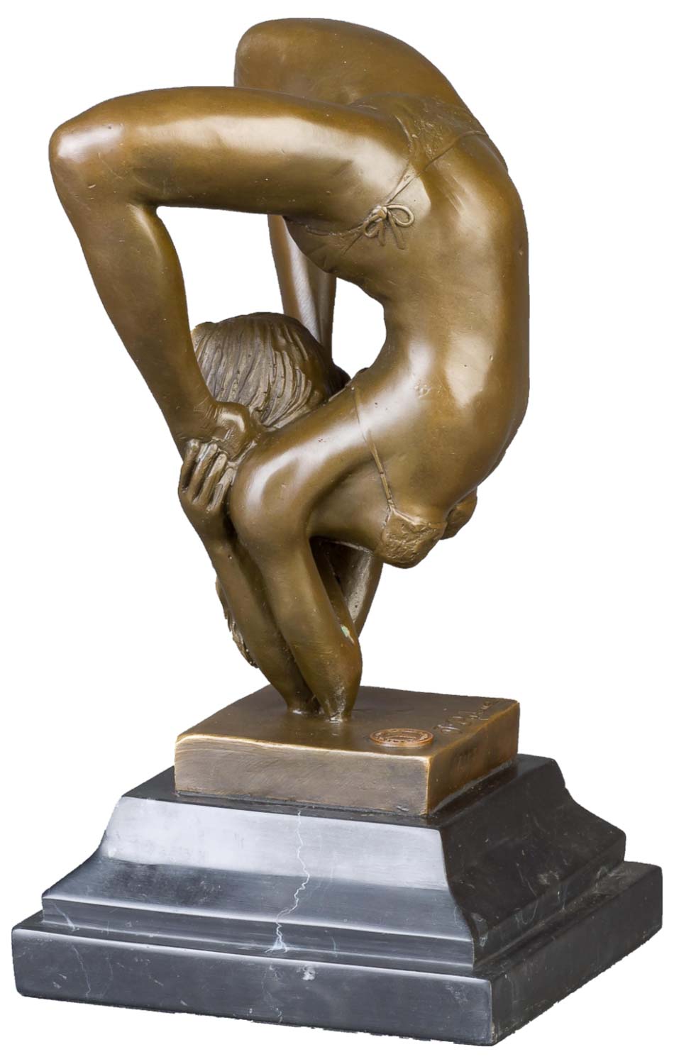 Bronzeskulptur Schlangenmensch Yoga Frau im Antik-Stil Bronze Figur Statue 22cm 