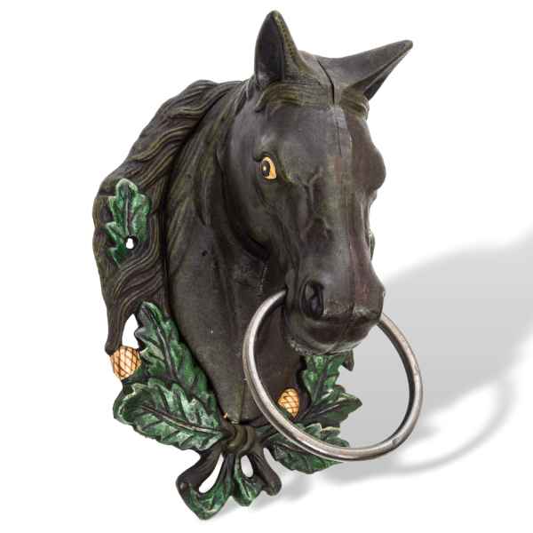 Wandgarderobe Pferd Handtuchhalter Eisen brown horse head towel holder Antikstil