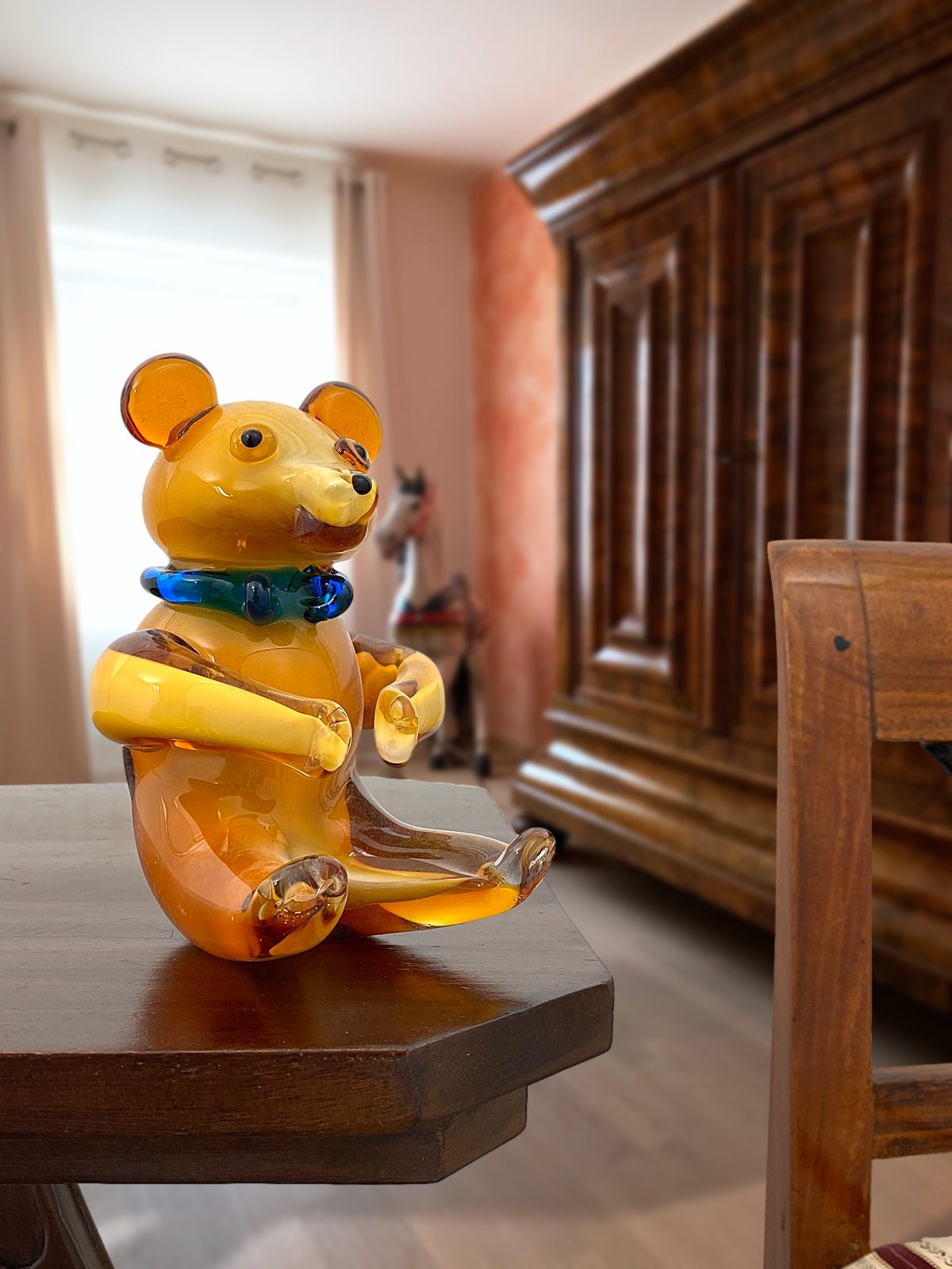 Bär aus Glas Glasbär Figur bear Dekoration Skulptur Murano-Stil Teddy Teddybär 