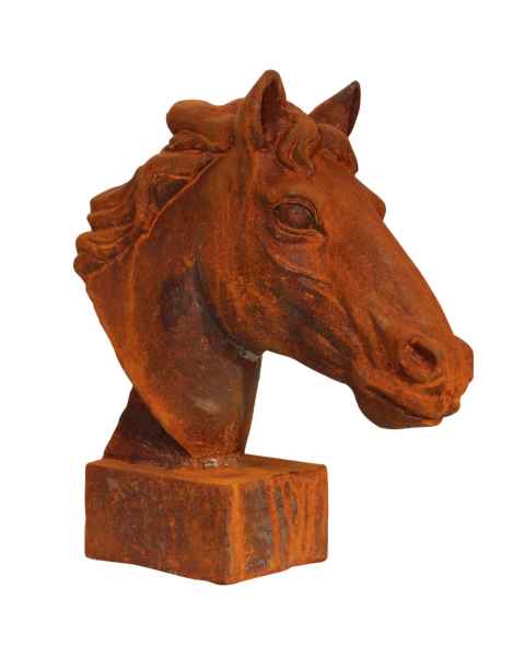 Skulptur Statue Figur Pferd Eisen Pferdekopf sculpture iron horse Büste Garten