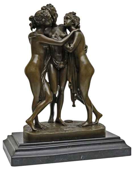 Bronzeskulptur drei Grazien nach Canova erotische Kunst Antik-Stil Bronze Figur