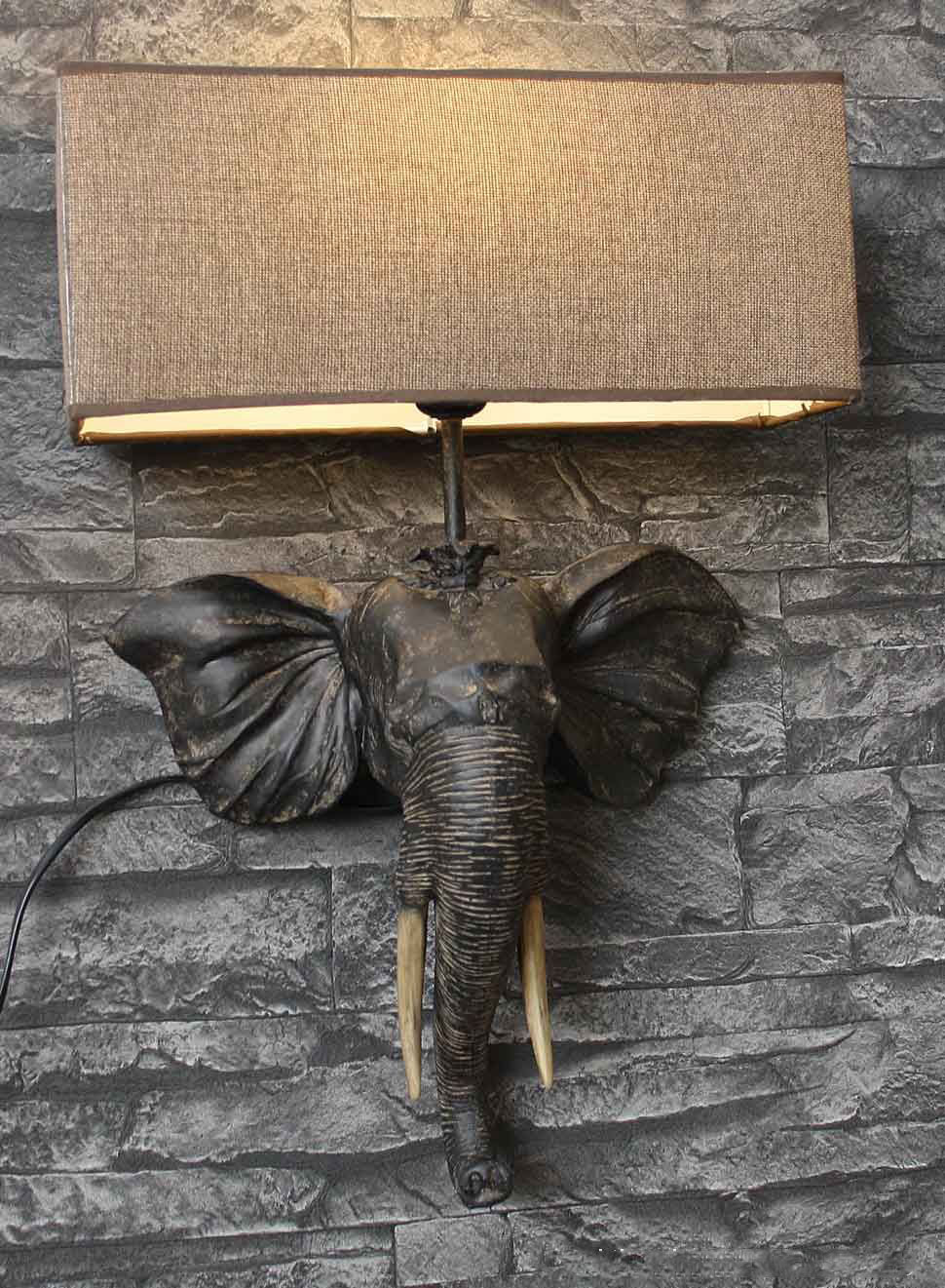 Lampe murale éléphant lampe de l'Inde Afrique Murale éclairage