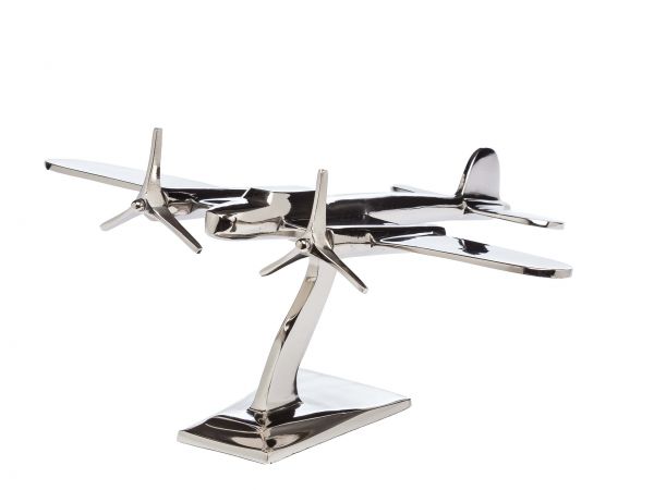 Flugzeug Modell 38,5cm Aluminium Flugzeugmodell silber Artdeco Stil Metall