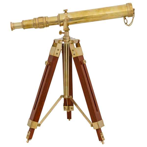 Teleskop Fernrohr Fernglas Messing mit Holz-Stativ 45cm Antik-Stil
